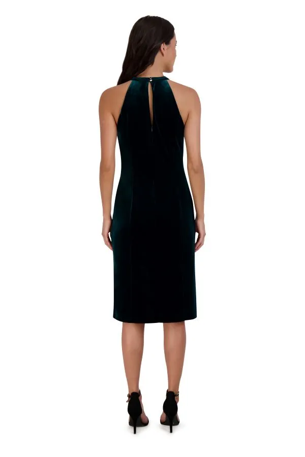 Twist Neck Sheath Midi Dress