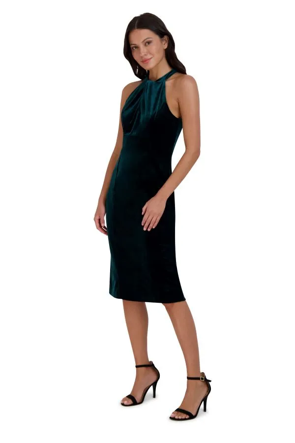 Twist Neck Sheath Midi Dress