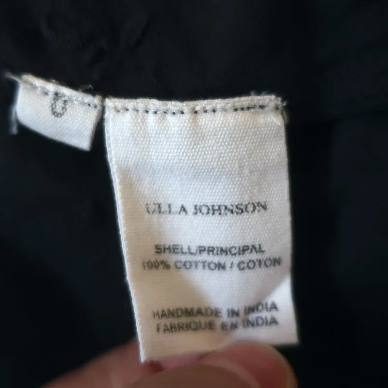 Ulla Johnson Ruffle Tank Top Navy Embroidered Cotton Size 0 Sleeveless Blouse