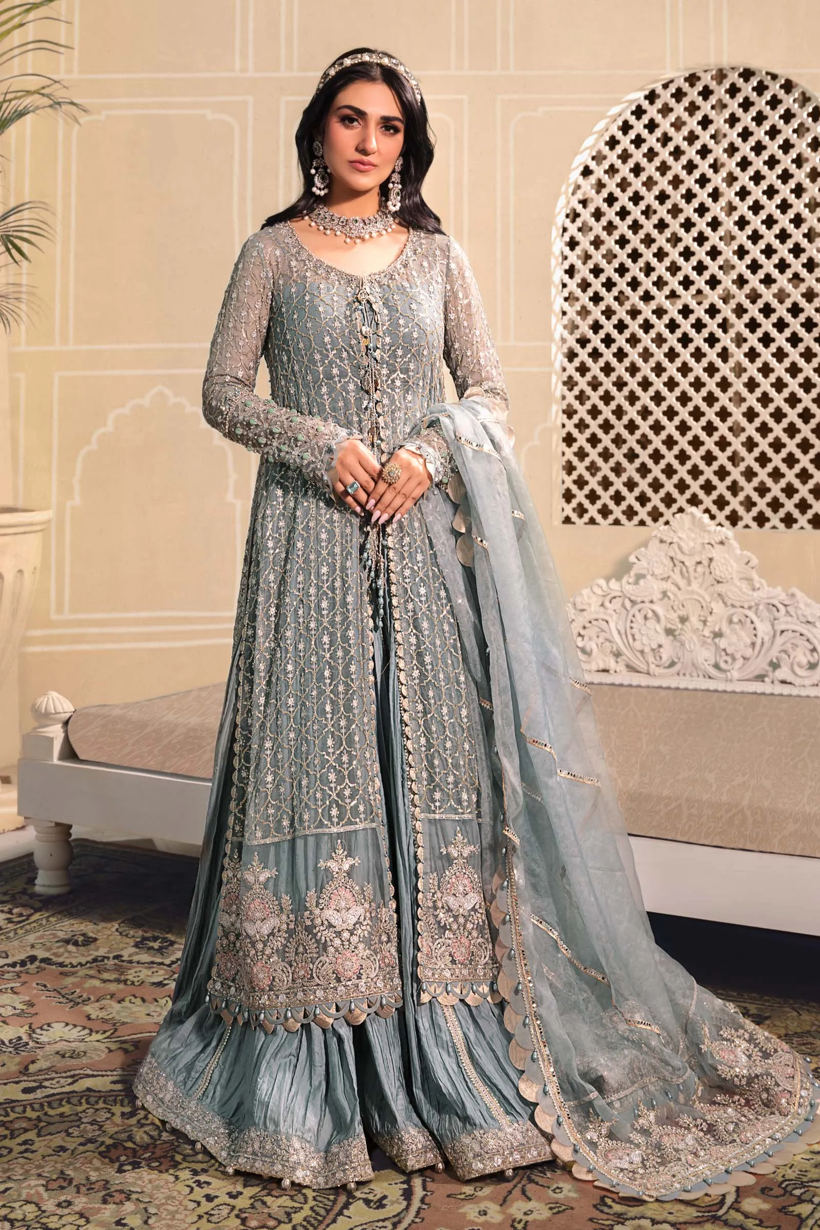 Unstitched MBROIDERED - Blue BD-2602 | Maria B Mbroidered Heritage Luxury Edition 2023 | Unstitched Embroidered Organza Suits