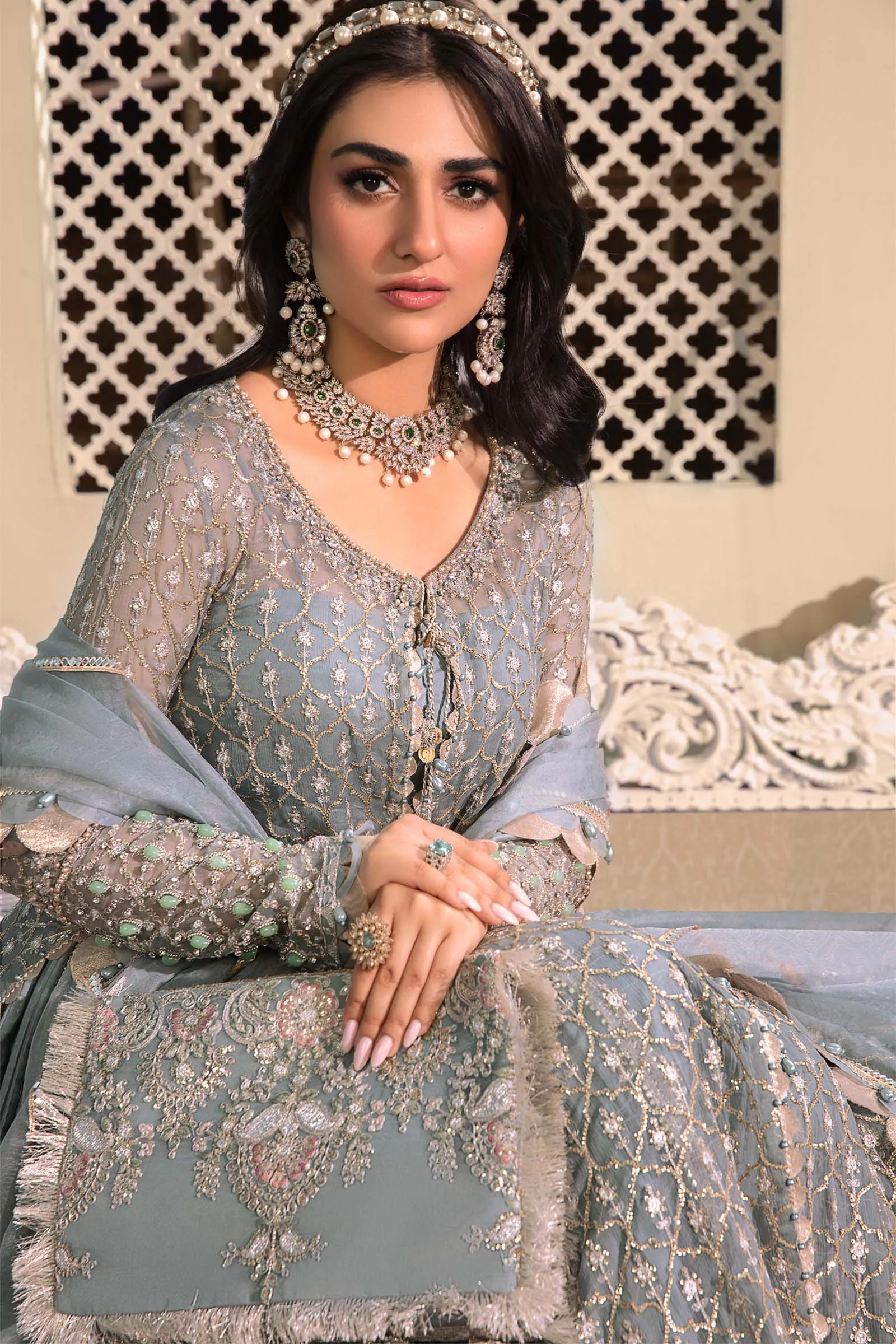 Unstitched MBROIDERED - Blue BD-2602 | Maria B Mbroidered Heritage Luxury Edition 2023 | Unstitched Embroidered Organza Suits