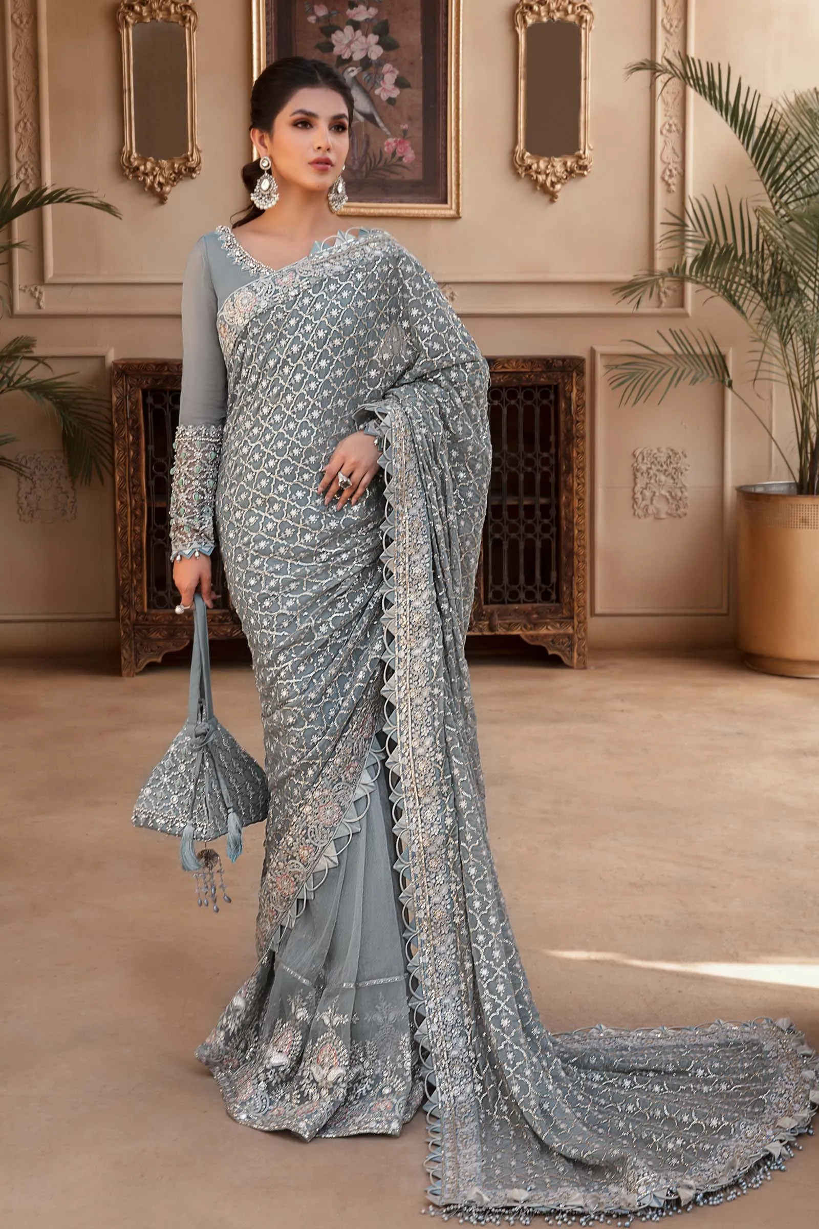 Unstitched MBROIDERED - Blue BD-2602 | Maria B Mbroidered Heritage Luxury Edition 2023 | Unstitched Embroidered Organza Suits