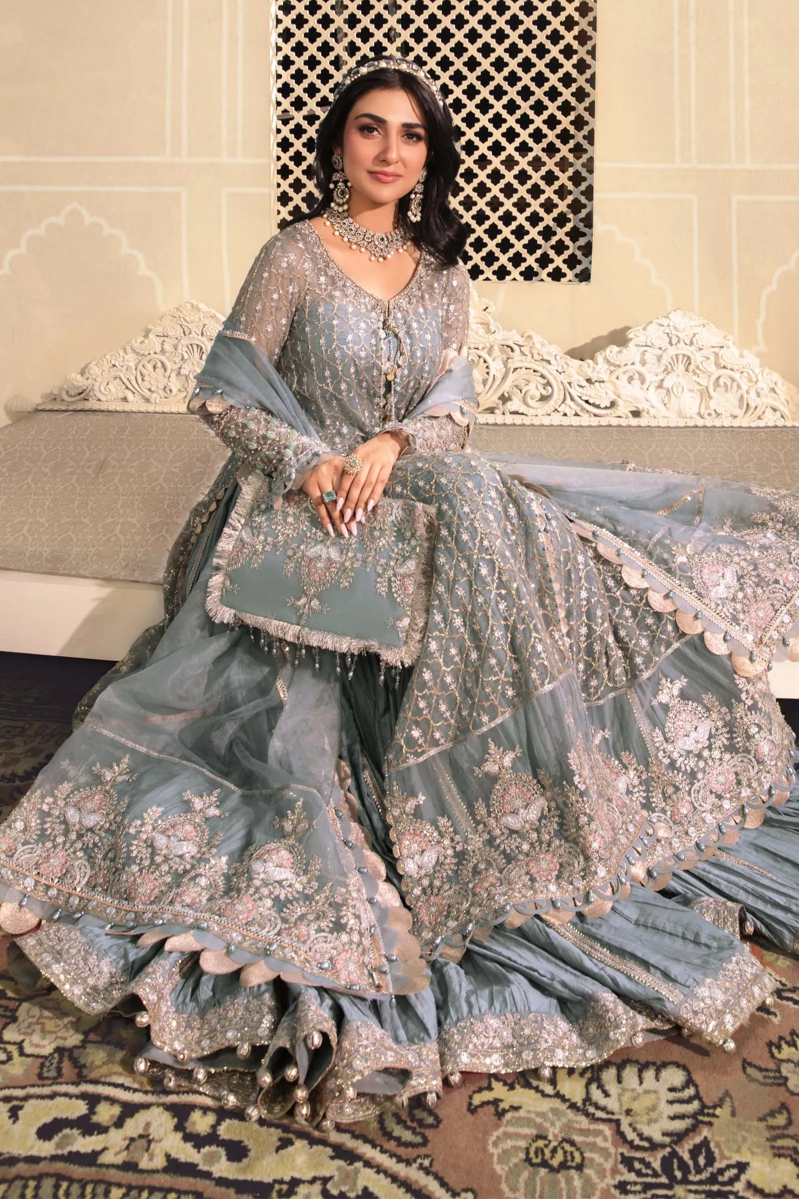 Unstitched MBROIDERED - Blue BD-2602 | Maria B Mbroidered Heritage Luxury Edition 2023 | Unstitched Embroidered Organza Suits