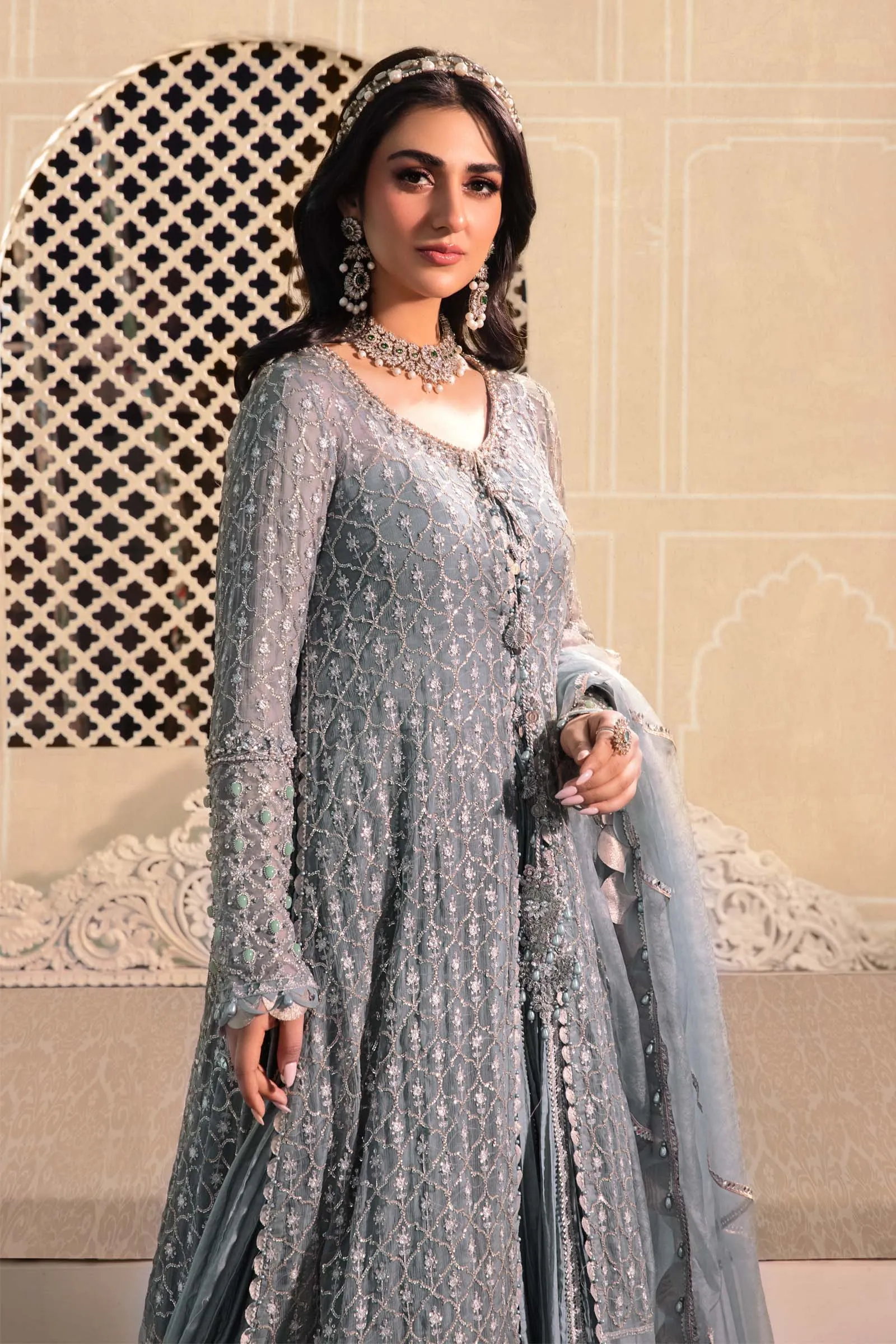 Unstitched MBROIDERED - Blue BD-2602 | Maria B Mbroidered Heritage Luxury Edition 2023 | Unstitched Embroidered Organza Suits