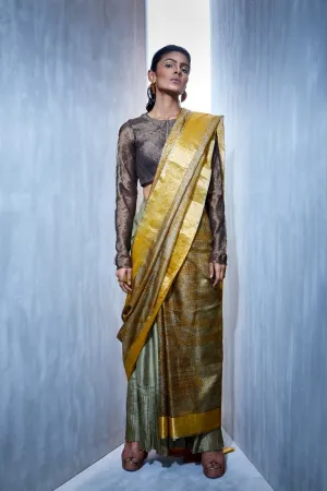 Urvashi Kaur   I   Zari Embroidered Half Tissue Silk Blouse