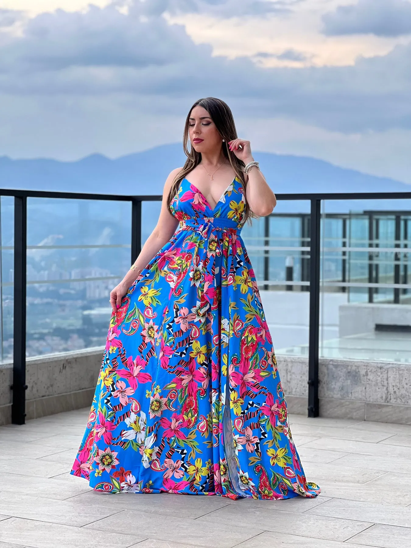 V Neck Maxi Dress