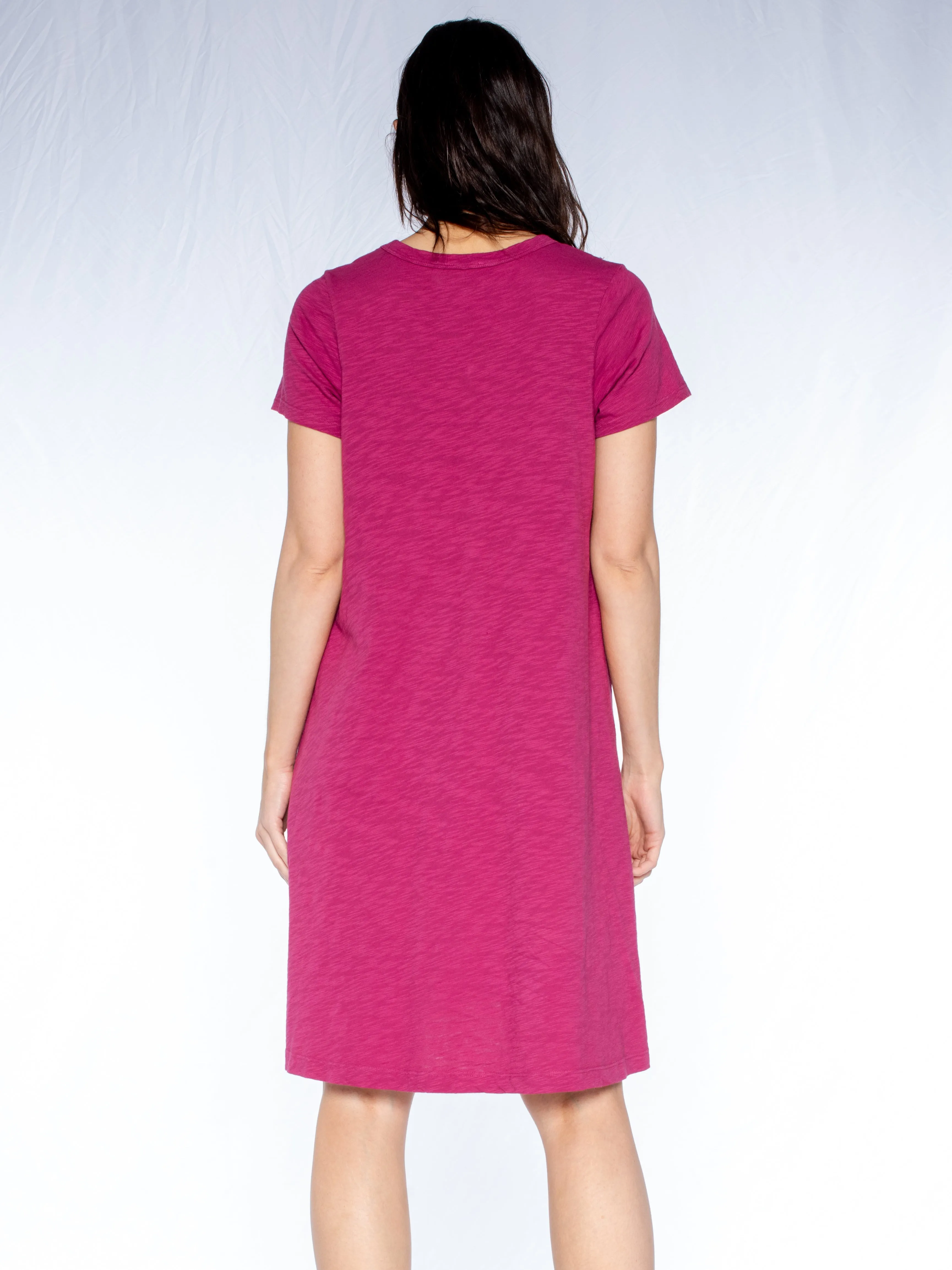V-Neck Tulle Mix S/S Trapeze Dress