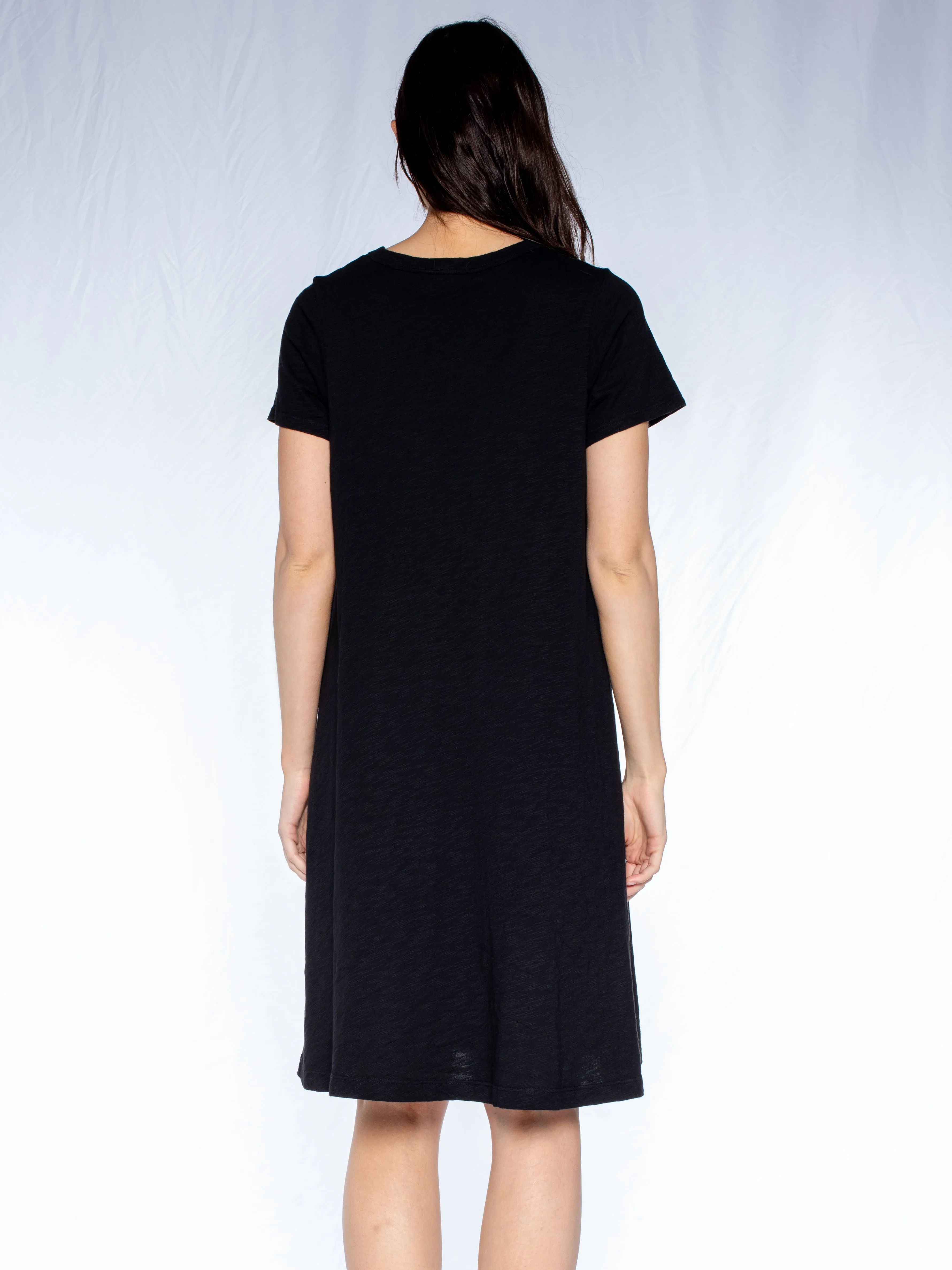 V-Neck Tulle Mix S/S Trapeze Dress