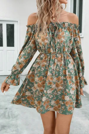 Vicki Floral Off-Shoulder Flounce Sleeve Dress