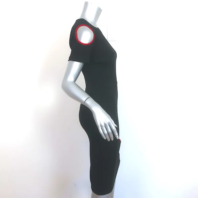 Victoria Beckham Cutout T-Shirt Dress Black Crepe Size 0 Short Sleeve Sheath