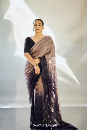 Vidya balan in Black to taupe ombre saree