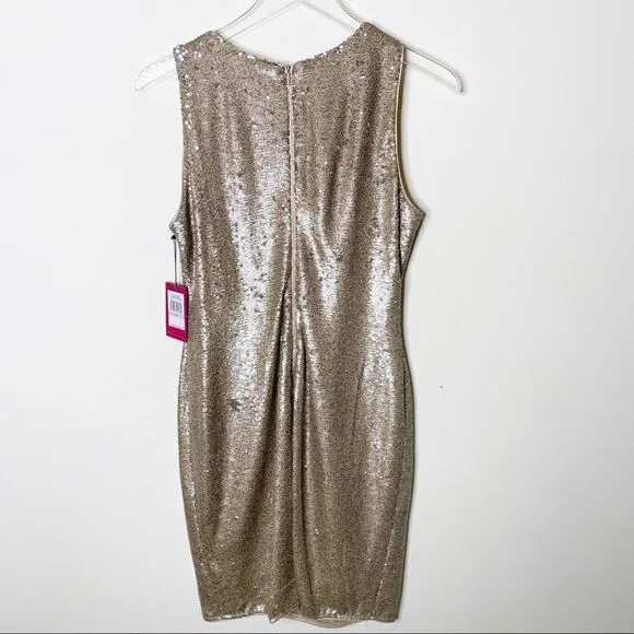 Vince Camuto Gold Sequin Sleeveless Sheath Dress