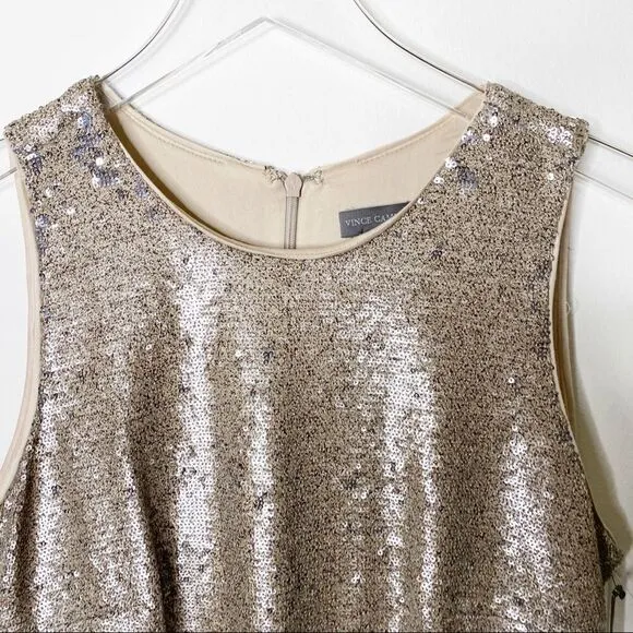 Vince Camuto Gold Sequin Sleeveless Sheath Dress