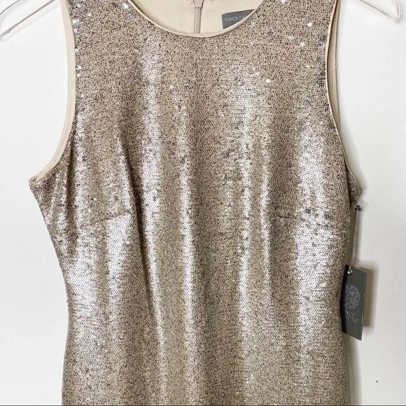 Vince Camuto Gold Sequin Sleeveless Sheath Dress