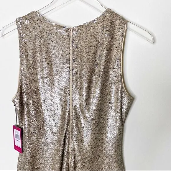 Vince Camuto Gold Sequin Sleeveless Sheath Dress