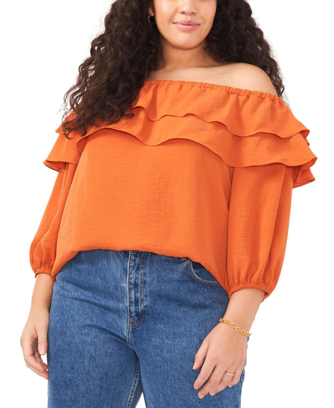 Vince Camuto Women's Plus Size Off-The-Shoulder Blouson-Sleeve Top 92522B013