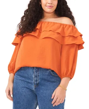 Vince Camuto Women's Plus Size Off-The-Shoulder Blouson-Sleeve Top 92522B013