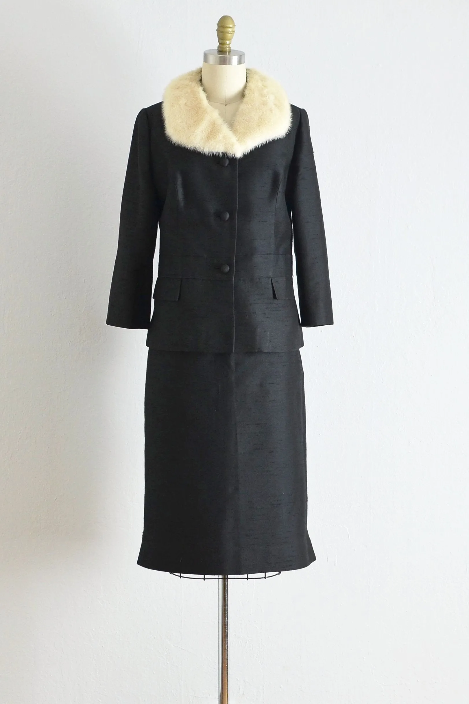 Vintage 1960s Black Silk Suit