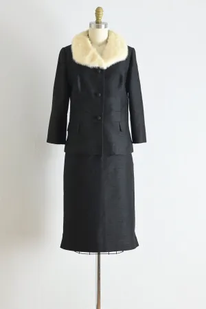 Vintage 1960s Black Silk Suit