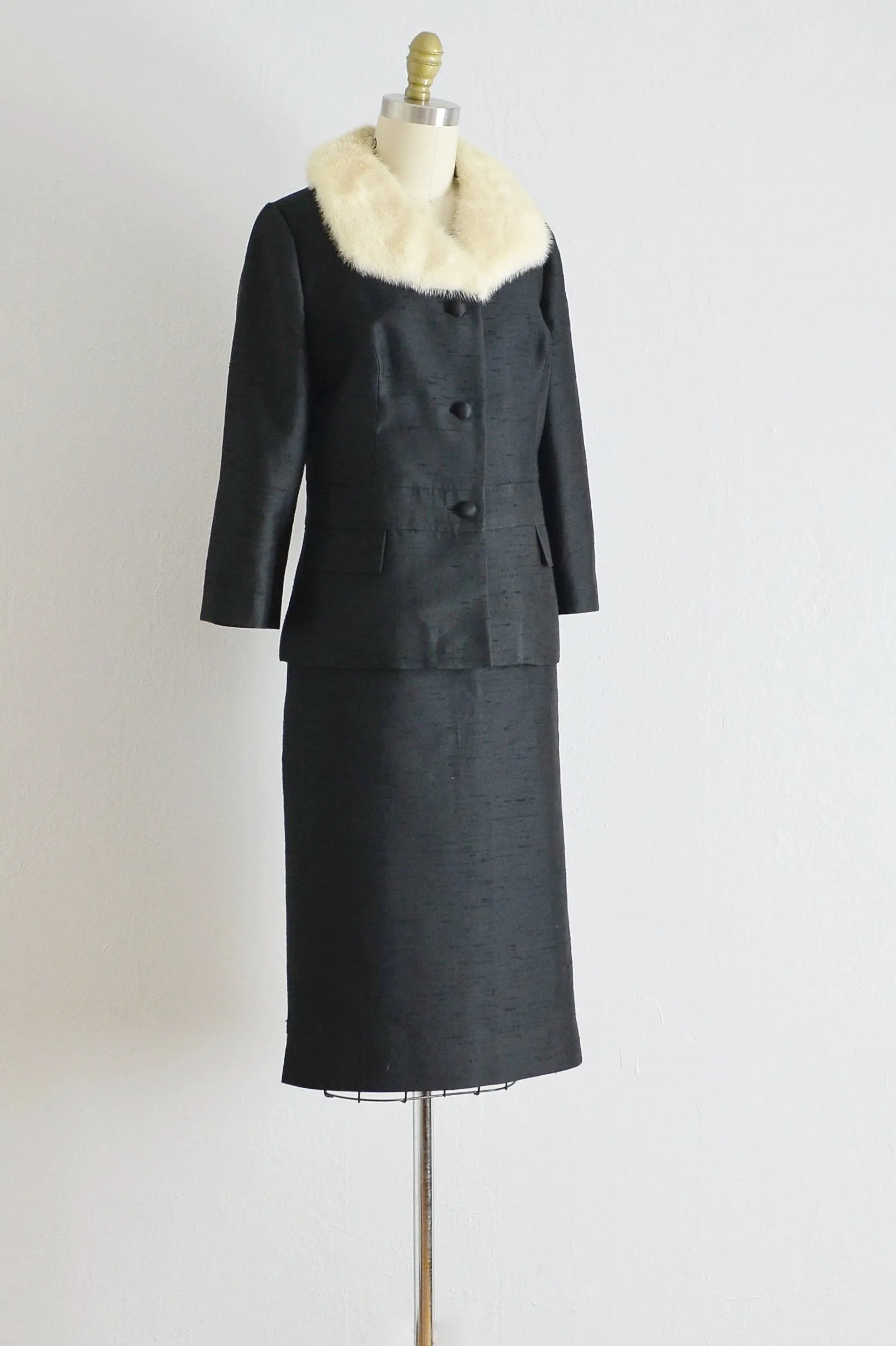 Vintage 1960s Black Silk Suit
