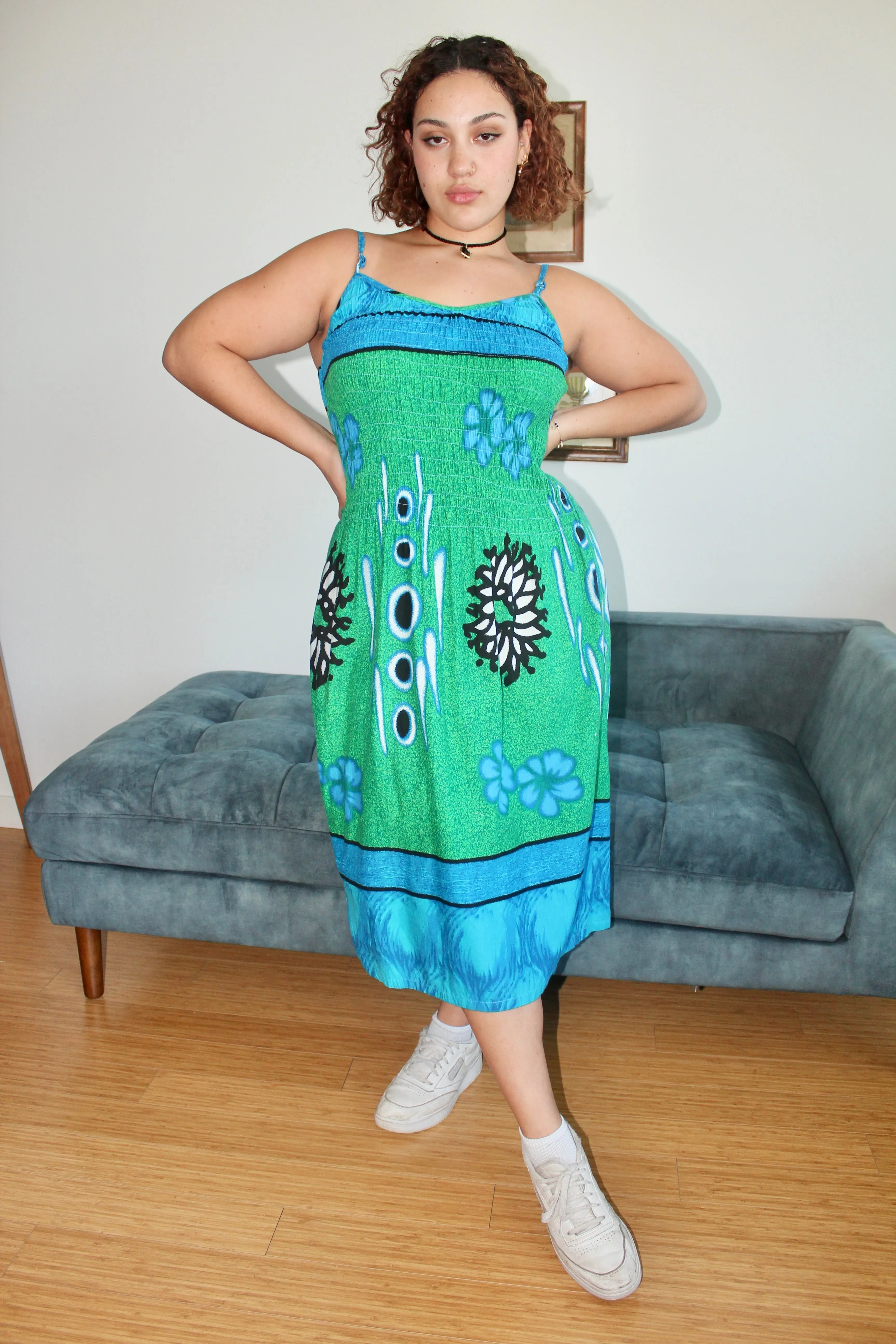 Vintage 90s Floral Boho Smock Dress (L)