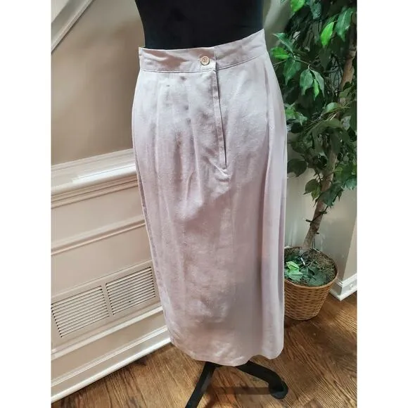 Vintage Apart Solid Gray Rayon Long Sleeve Blazer &amp; Skirt 2 Piece Suit Size 14