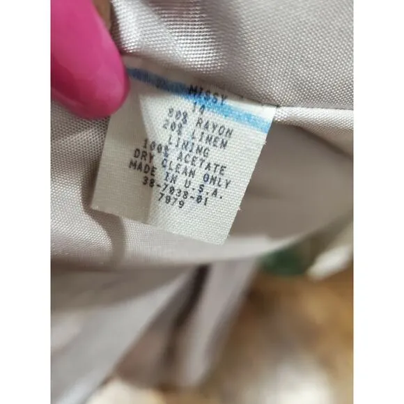 Vintage Apart Solid Gray Rayon Long Sleeve Blazer &amp; Skirt 2 Piece Suit Size 14