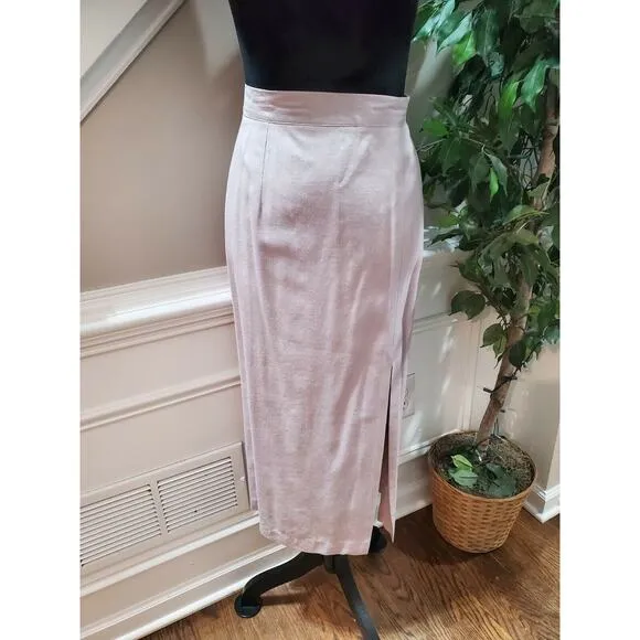 Vintage Apart Solid Gray Rayon Long Sleeve Blazer &amp; Skirt 2 Piece Suit Size 14