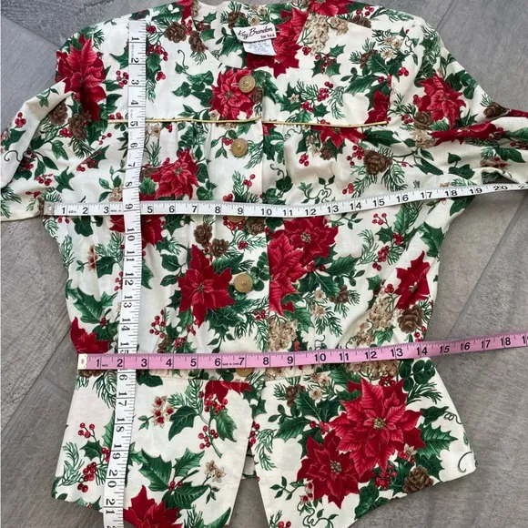Vintage Christmas Poinsettia 2 piece Set Skirt Holiday Party Suit Size 10