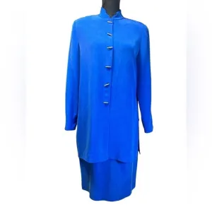 Vintage Maggy London by Kenneth Nolan  ‎ 100% Silk Suit  Tunic and Skirt Size 4