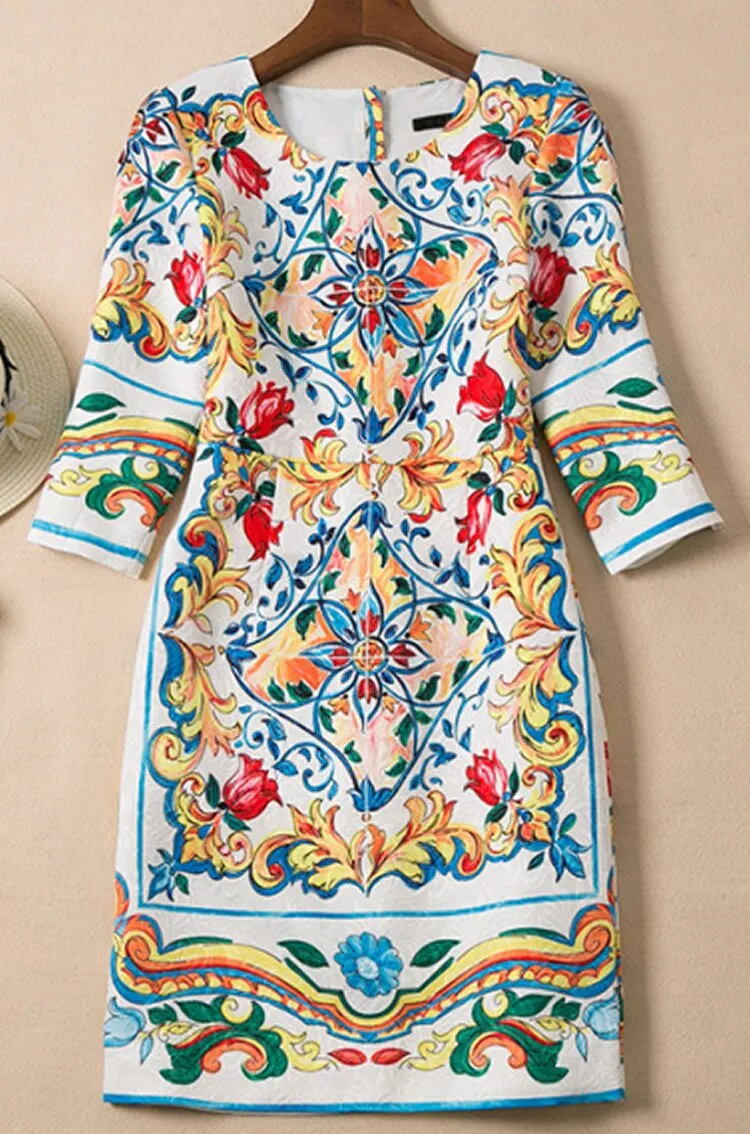Vintage Print Jacquard Dresses
