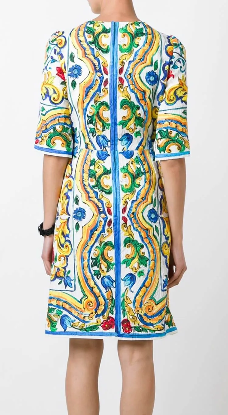 Vintage Print Jacquard Dresses