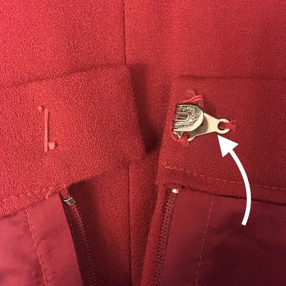 VTG Asian Red Blazer Jacket Pencil Skirt Suit Set