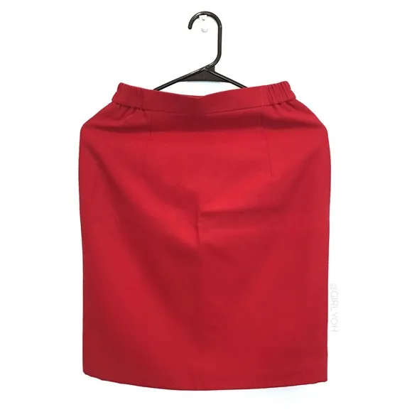 VTG Asian Red Blazer Jacket Pencil Skirt Suit Set