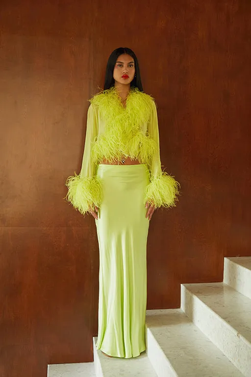 Wasabi Satin Shimmy x Foxy Blouse 3 set