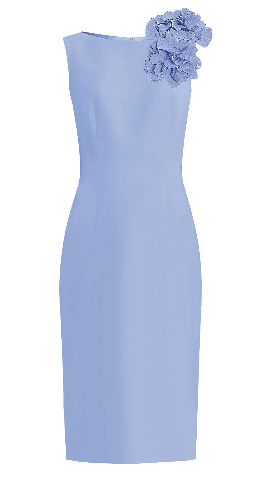 White Aegina Sheath Dress with Flower Detail