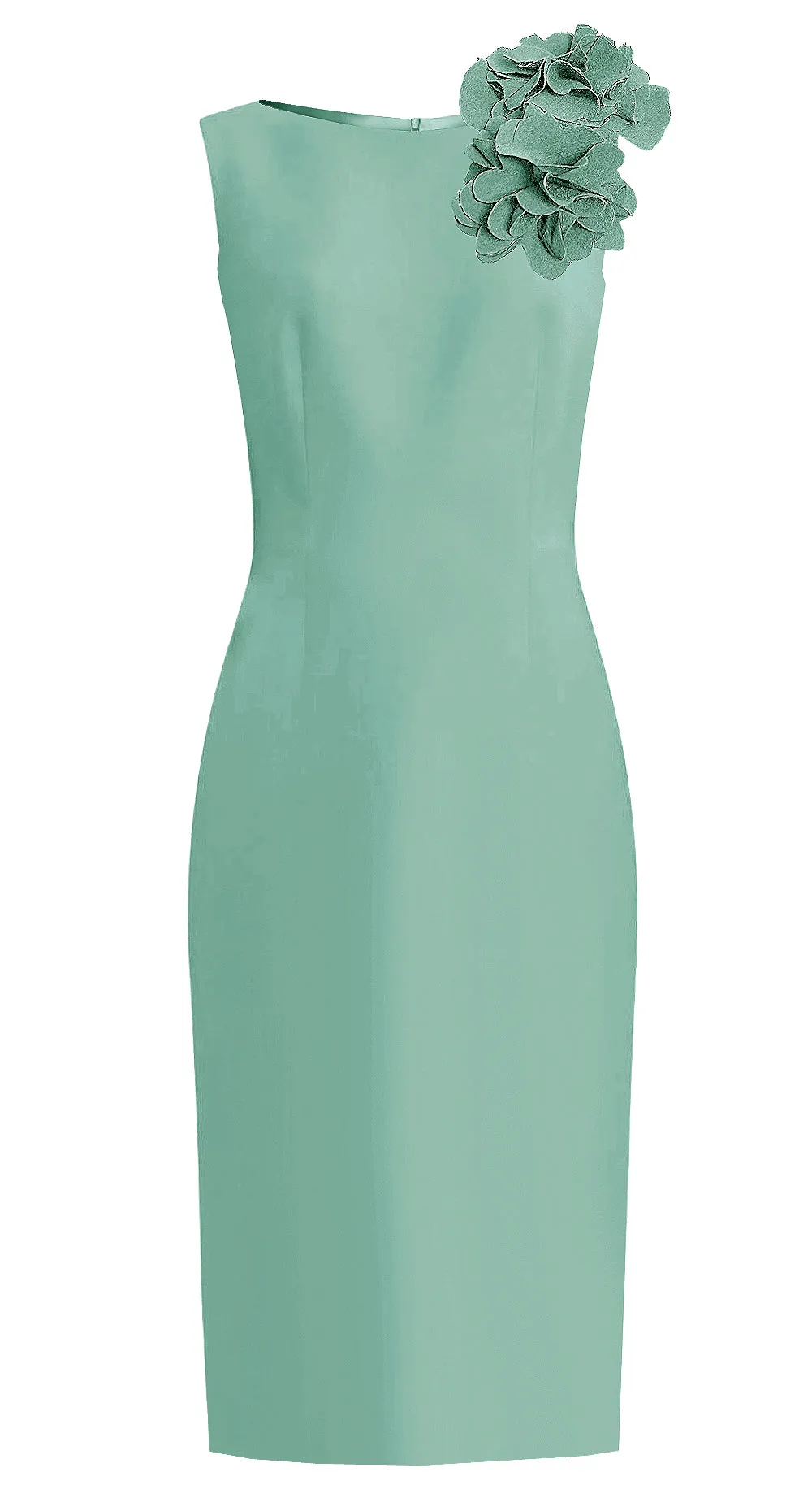 White Aegina Sheath Dress with Flower Detail