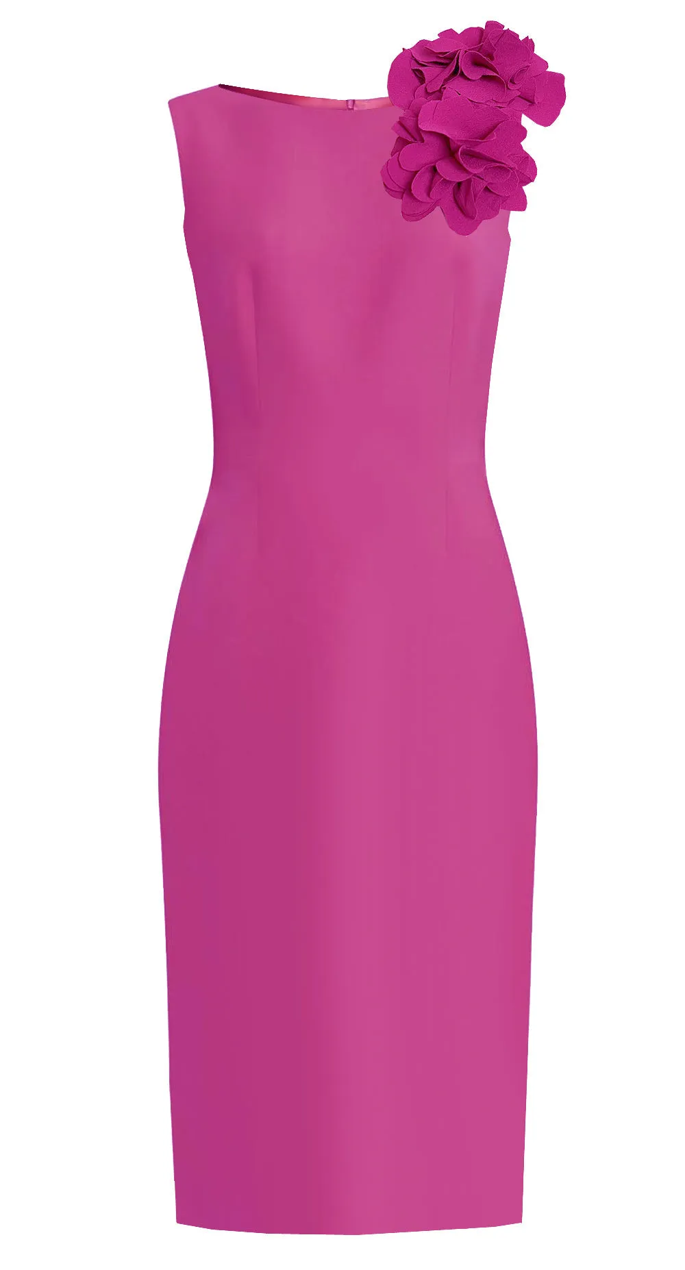 White Aegina Sheath Dress with Flower Detail