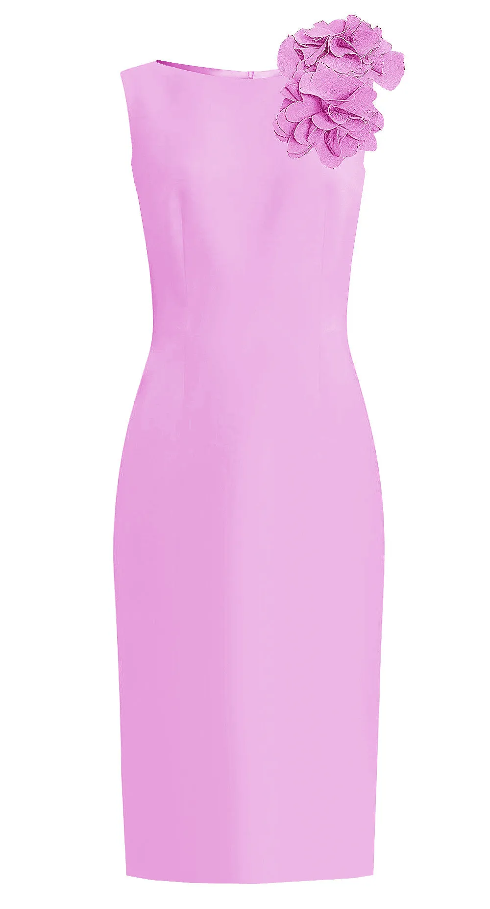 White Aegina Sheath Dress with Flower Detail