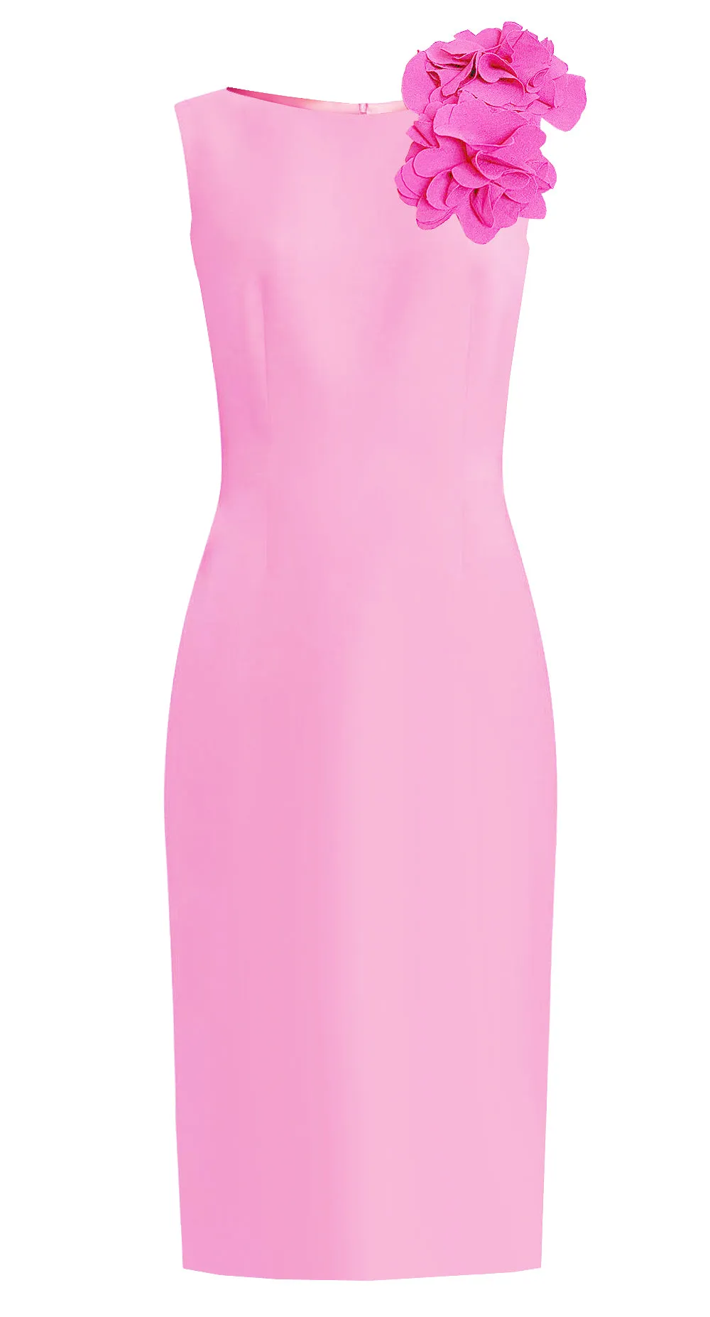 White Aegina Sheath Dress with Flower Detail