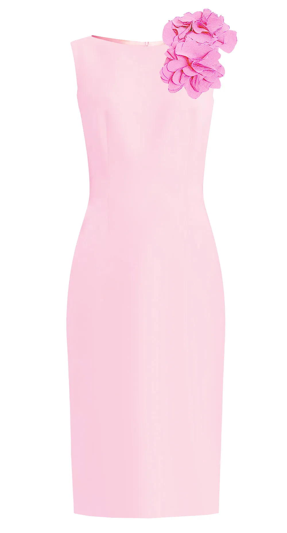 White Aegina Sheath Dress with Flower Detail