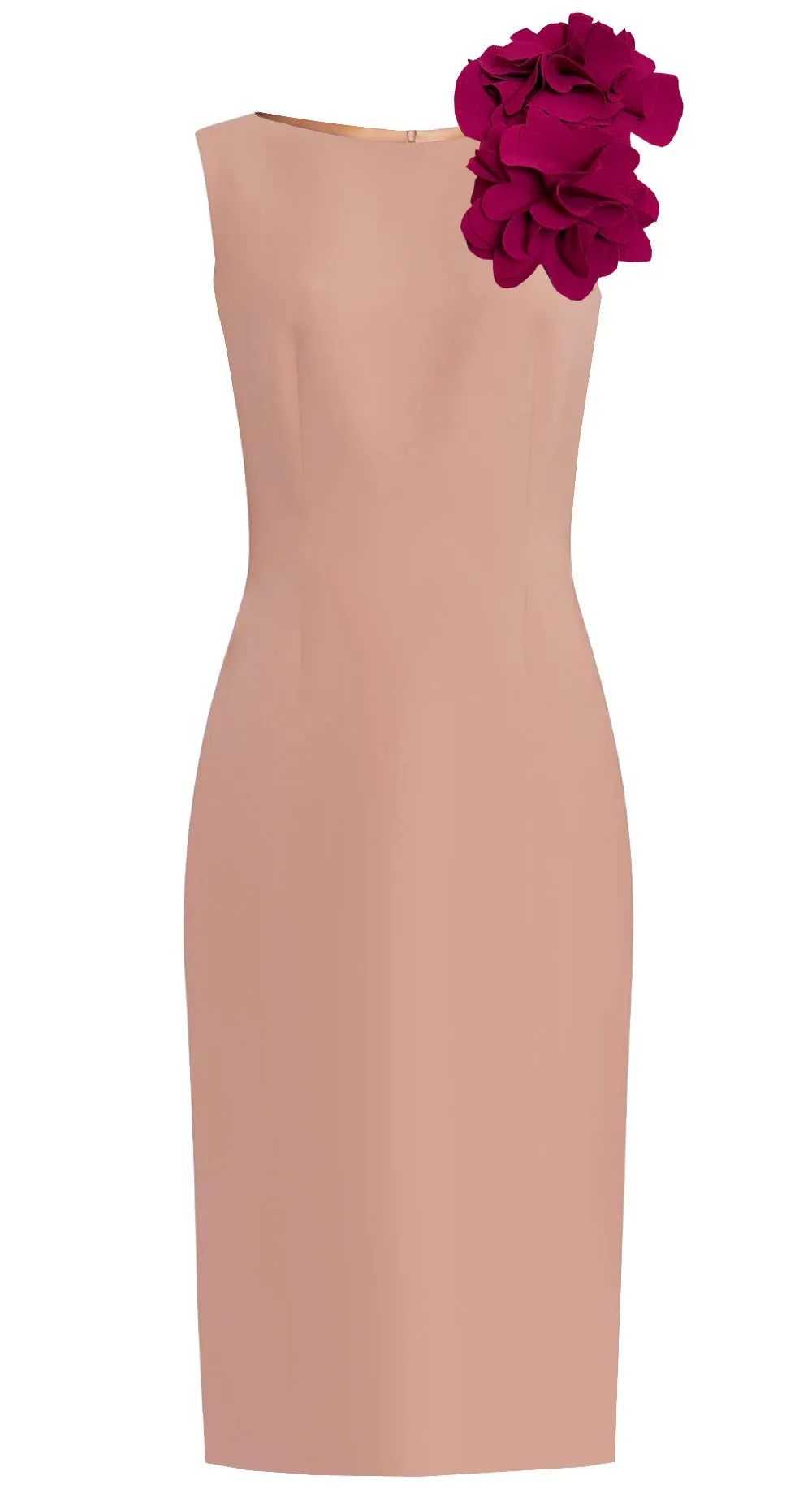 White Aegina Sheath Dress with Flower Detail