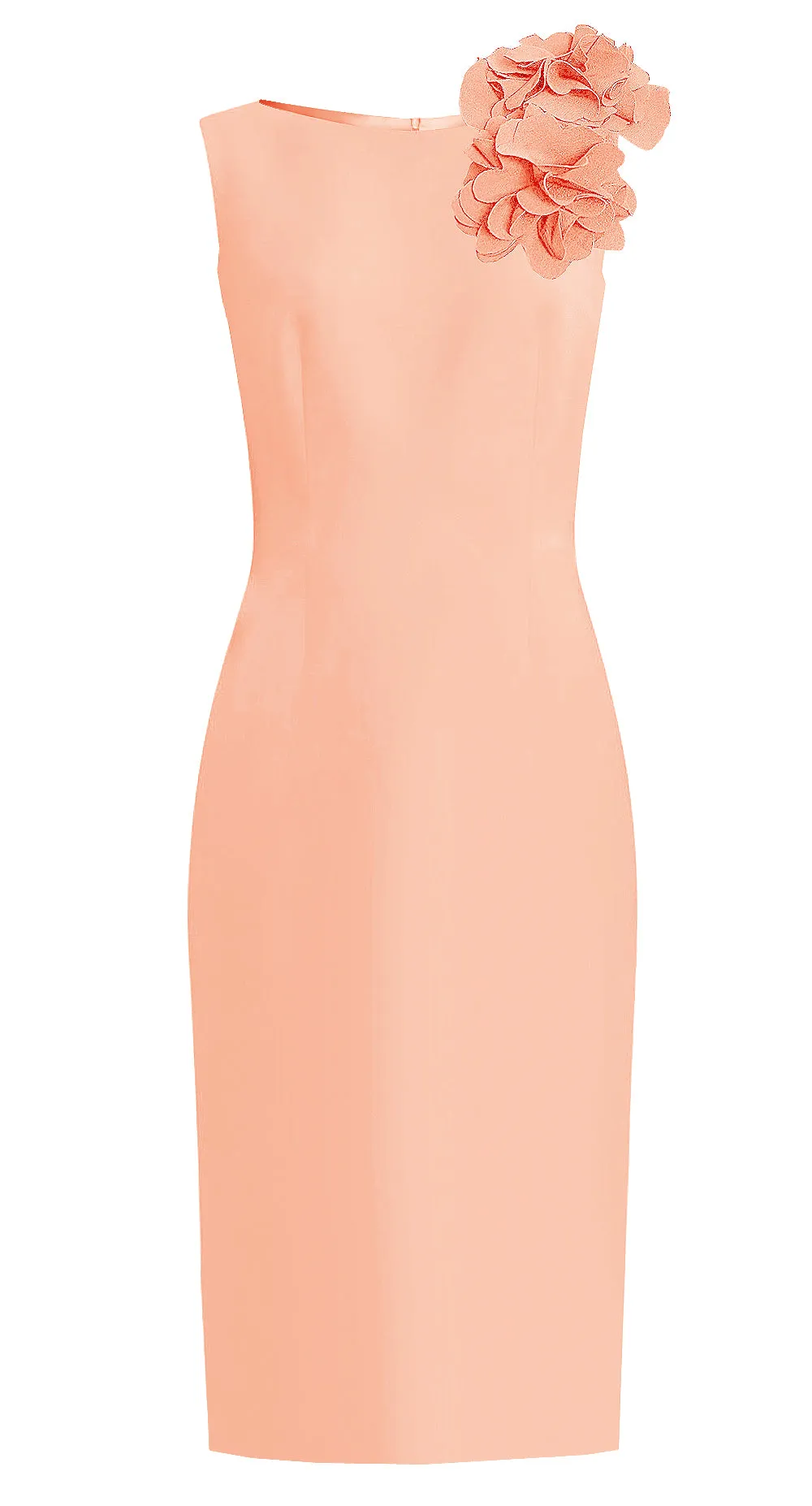White Aegina Sheath Dress with Flower Detail