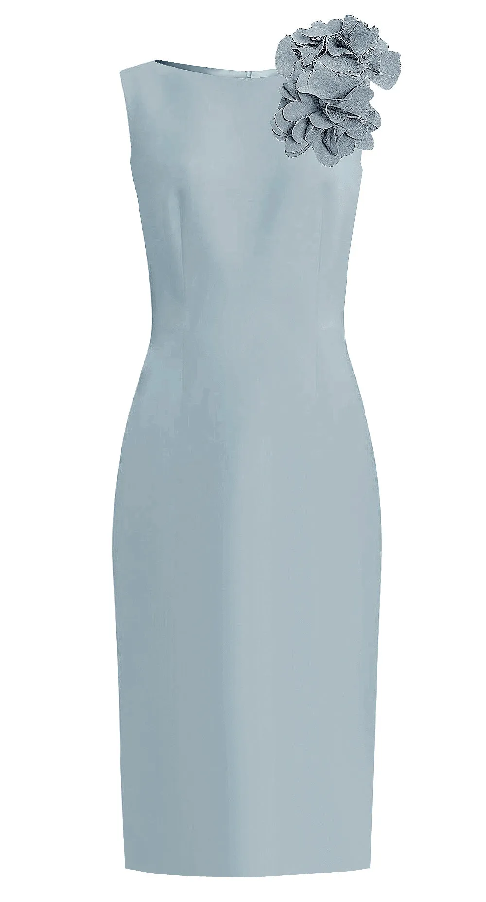 White Aegina Sheath Dress with Flower Detail