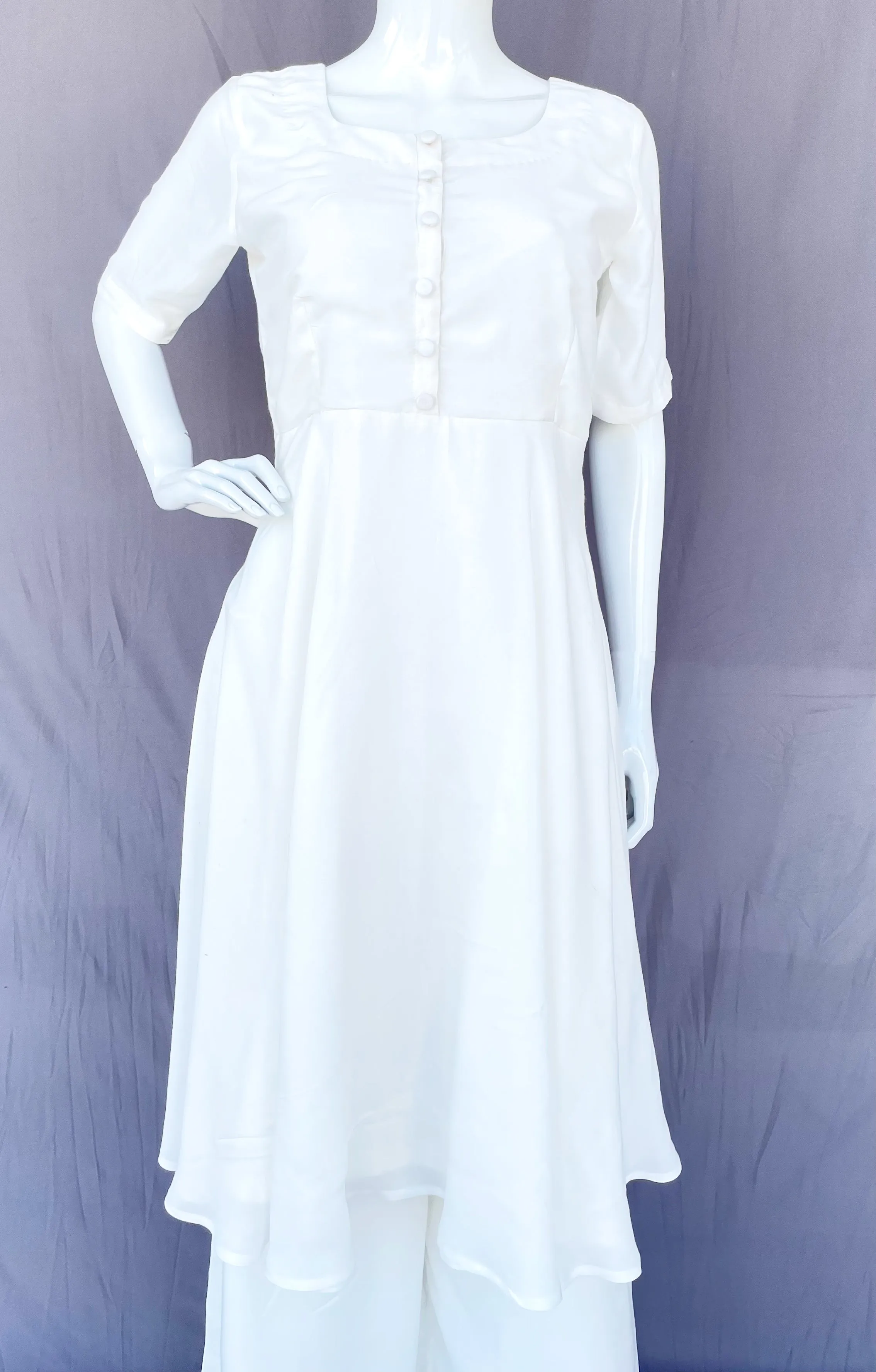 White Pure Muslin Flared kurta Palazzo With Dupatta