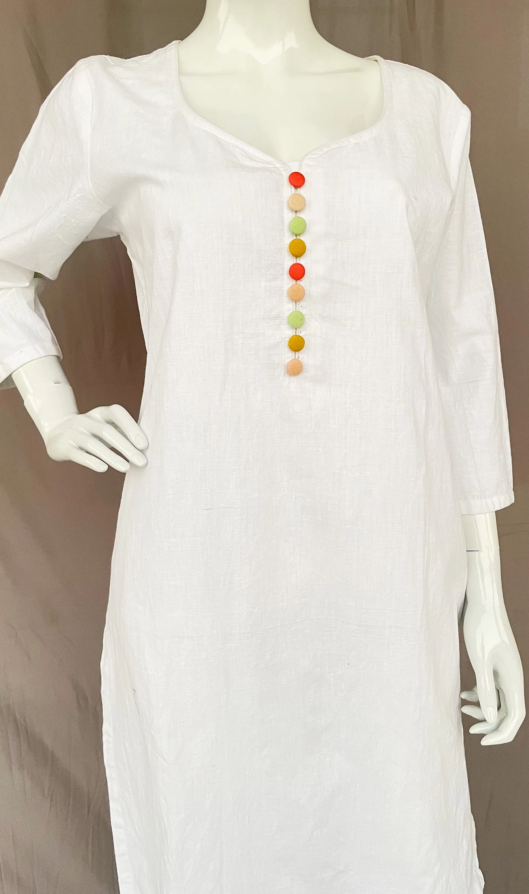 White Pure Muslin kurta Palazzo With Yellow Red Tie DyeDupatta