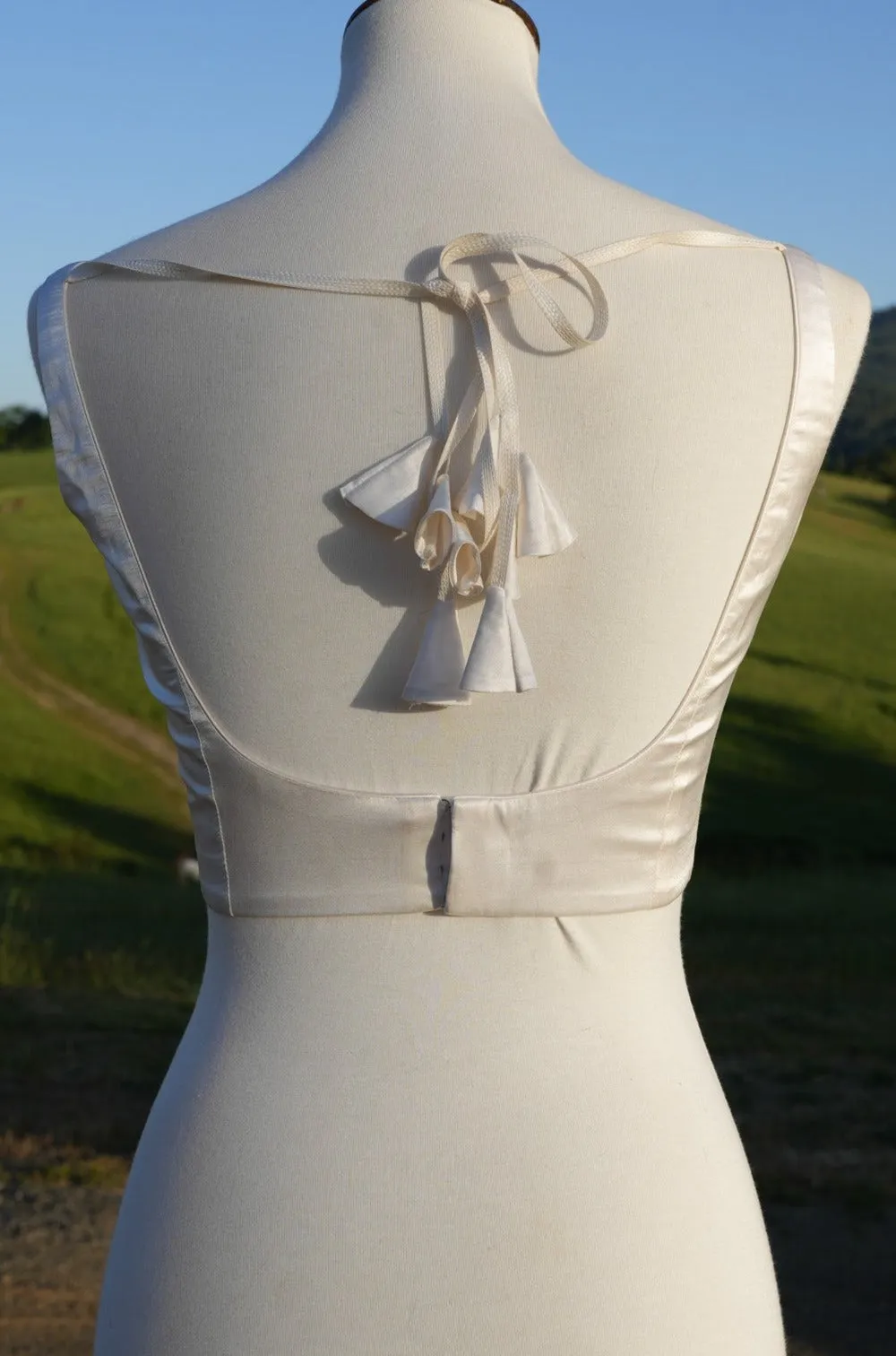 White Satin Silk V Neck Blouse