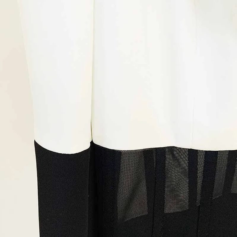 Women White Black Blazer   Flare Trousers Suit