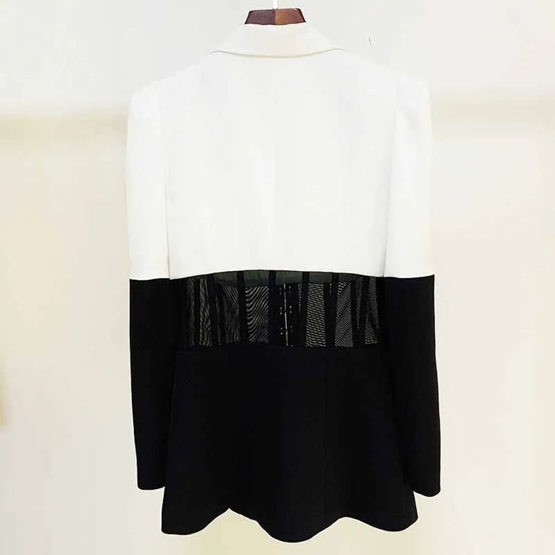 Women White Black Blazer   Flare Trousers Suit