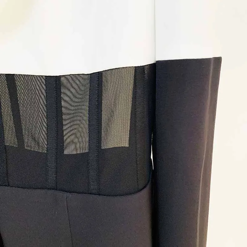 Women White Black Blazer   Flare Trousers Suit